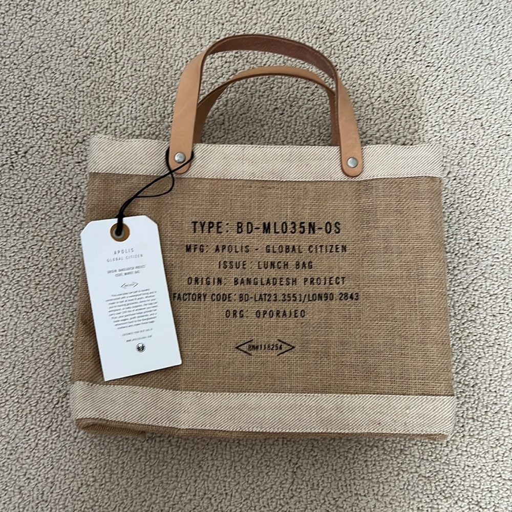 Apolis Global Citizen Burlap Jute Tote Bag NEW - Picture 3 of 8